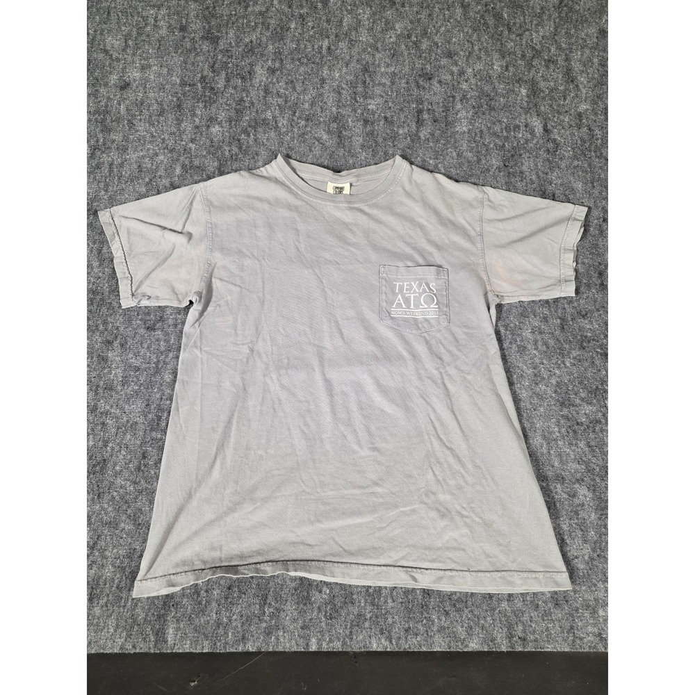 Mens Shirt Medium Gray Texas ATO Fraternity Pocket Graphic Tee Comfort Colors